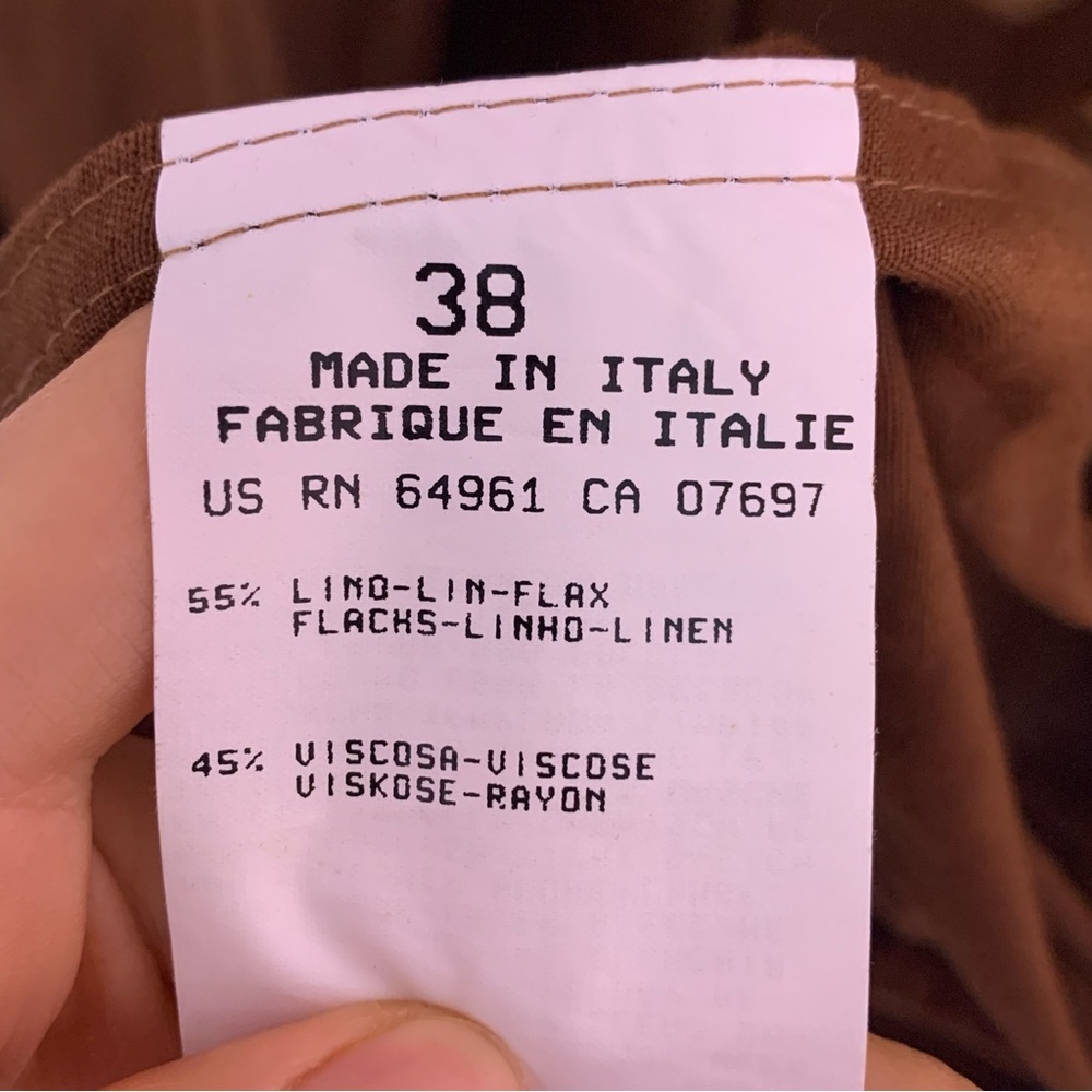 VTG 90s Benetton Linen Blend Utility Jacket - Brown, Size 38 IT (Small) - Picture 3 of 8